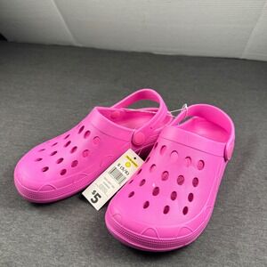 Kids Pink Clogs Size S 5‎ 6 Rubber Slip On Garden Shoes Beach Pool